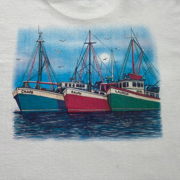 NWT Vintage Chaps Ralph Lauren L t-shirt Fishing boats - Picture 4 of 13